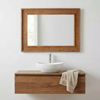 Specchio decorativo rettangolare in rattan con cornice in legno massello, per fattoria, bagno, decorazione per la casa, ingresso