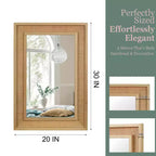 Specchio decorativo rettangolare in rattan con cornice in legno massello, per fattoria, bagno, decorazione per la casa, ingresso
