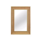 Specchio decorativo rettangolare in rattan con cornice in legno massello, per fattoria, bagno, decorazione per la casa, ingresso