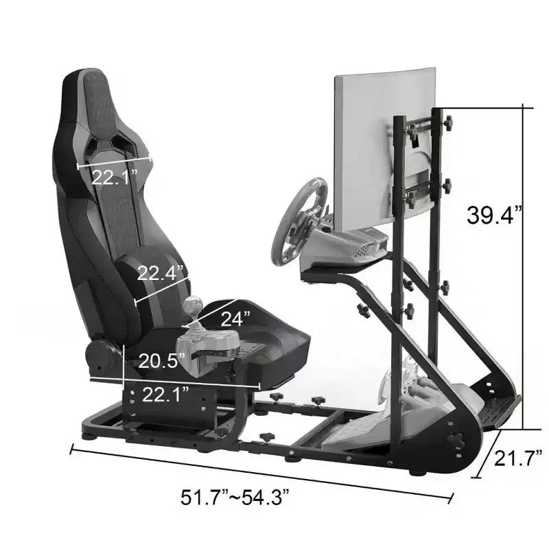 JVNOXK Enhanced Stabilized Racing Wheel Cockpit, Adjustable Driving Simulator (Excludes Handbrake, Pedals, and Display)