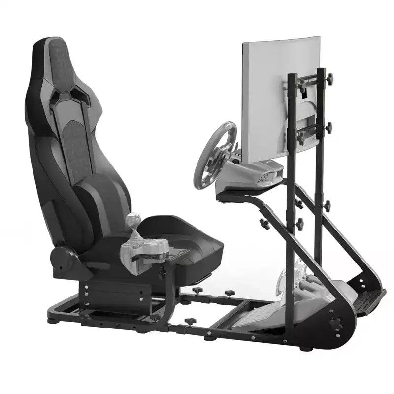 JVNOXK Enhanced Stabilized Racing Wheel Cockpit, Adjustable Driving Simulator (Excludes Handbrake, Pedals, and Display)