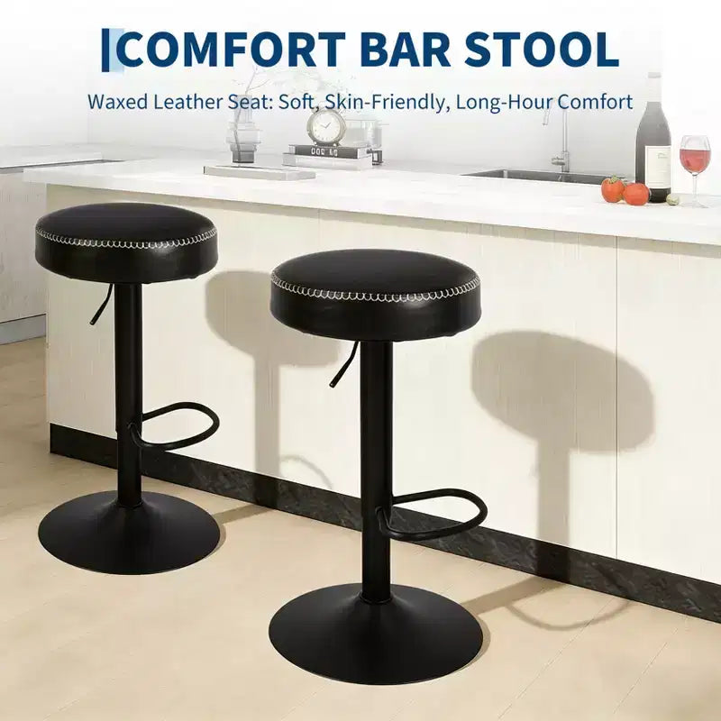 Sgabelli da Bar Moderni Regolabili Set da 2, Girevoli a 360°, per Isola Cucina, Bancone Bar, Lounge