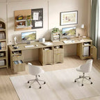 Bestier Scrivania Direzionale Moderna da 150cm con Spazio Contenitivo, Scrivania da Ufficio a Casa in Legno con 2 Cassetti e 3 Vani, Scrivania Scanalata per Studio e Soggiorno