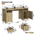 Bestier Scrivania Direzionale Moderna da 150cm con Spazio Contenitivo, Scrivania da Ufficio a Casa in Legno con 2 Cassetti e 3 Vani, Scrivania Scanalata per Studio e Soggiorno