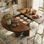 Tavolo da pranzo rotondo allungabile 47-63 per 4-8 persone, tavolo da cucina allungabile in legno stile rustico con struttura in metallo, salvaspazio ovale per appartamento, grigio retrò