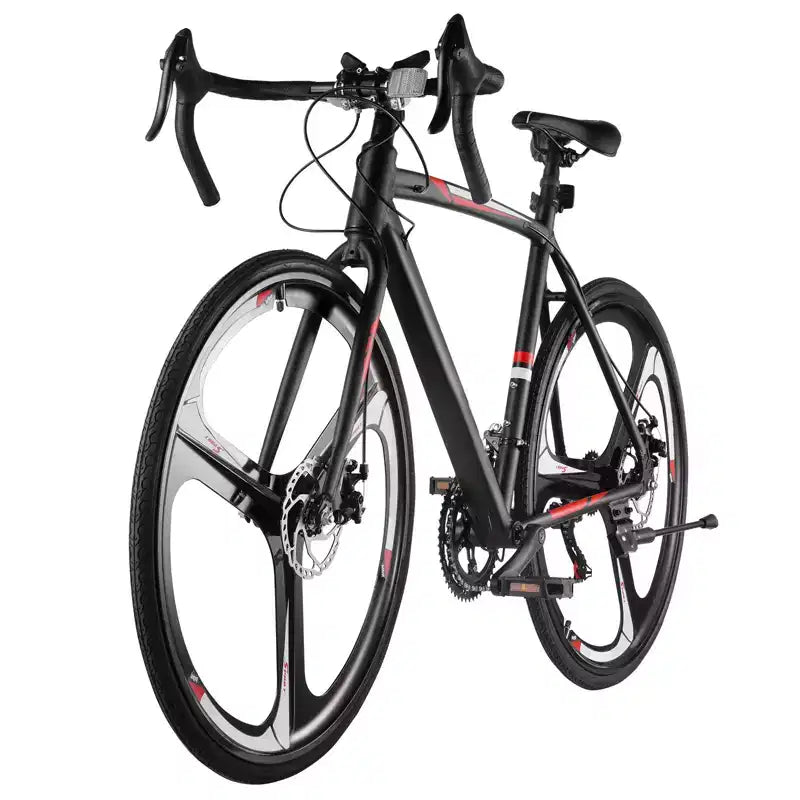 NAYSAYE Road Racing Bicycle Lightweight Aluminum Alloy Frame Disc Brake Aerodynamic Performance Commuter Bike, Black, 53.54*8.27*30.31