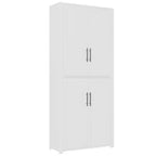 MAYEERTY 67x28x15 Inch White Wood Grain Freestanding 4-Door Storage Cabinet with Solid Wood Doors for Home Living Room