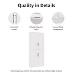 MAYEERTY 67x28x15 Inch White Wood Grain Freestanding 4-Door Storage Cabinet with Solid Wood Doors for Home Living Room