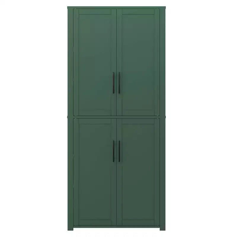 MAYEERTY 67x28x15 Inch White Wood Grain Freestanding 4-Door Storage Cabinet with Solid Wood Doors for Home Living Room