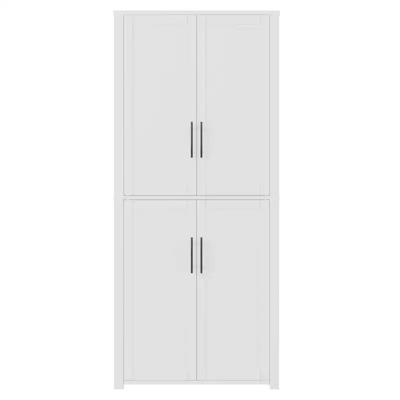 MAYEERTY 67x28x15 Inch White Wood Grain Freestanding 4-Door Storage Cabinet with Solid Wood Doors for Home Living Room