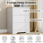 Modern Dresser with 3 Spacious Drawers - 23.6x14.2x29.5, Hidden Handles for Bedroom & Living Room