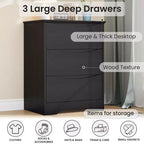 Modern Dresser with 3 Spacious Drawers - 23.6x14.2x29.5, Hidden Handles for Bedroom & Living Room
