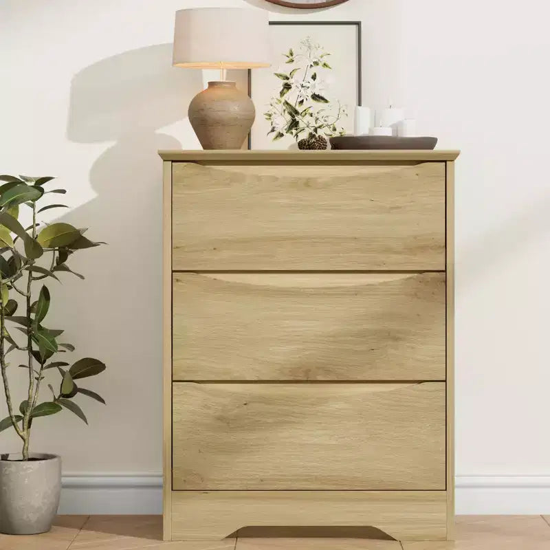 Modern Dresser with 3 Spacious Drawers - 23.6x14.2x29.5, Hidden Handles for Bedroom & Living Room