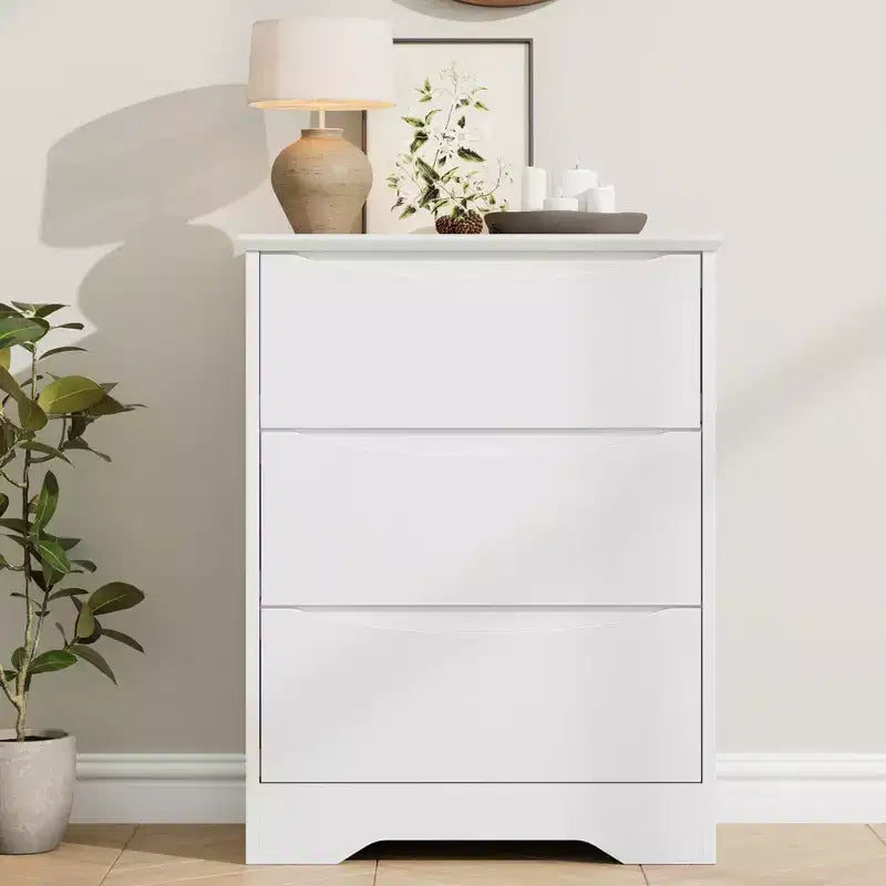 Modern Dresser with 3 Spacious Drawers - 23.6x14.2x29.5, Hidden Handles for Bedroom & Living Room