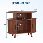 Mid-Century Modern Record Player Stand, Wooden Turntable Shelf, Open Vinyl Storage Cabinet, for Living Room, Bedroom