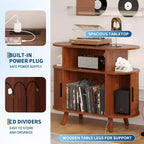 Mid-Century Modern Record Player Stand, Wooden Turntable Shelf, Open Vinyl Storage Cabinet, for Living Room, Bedroom