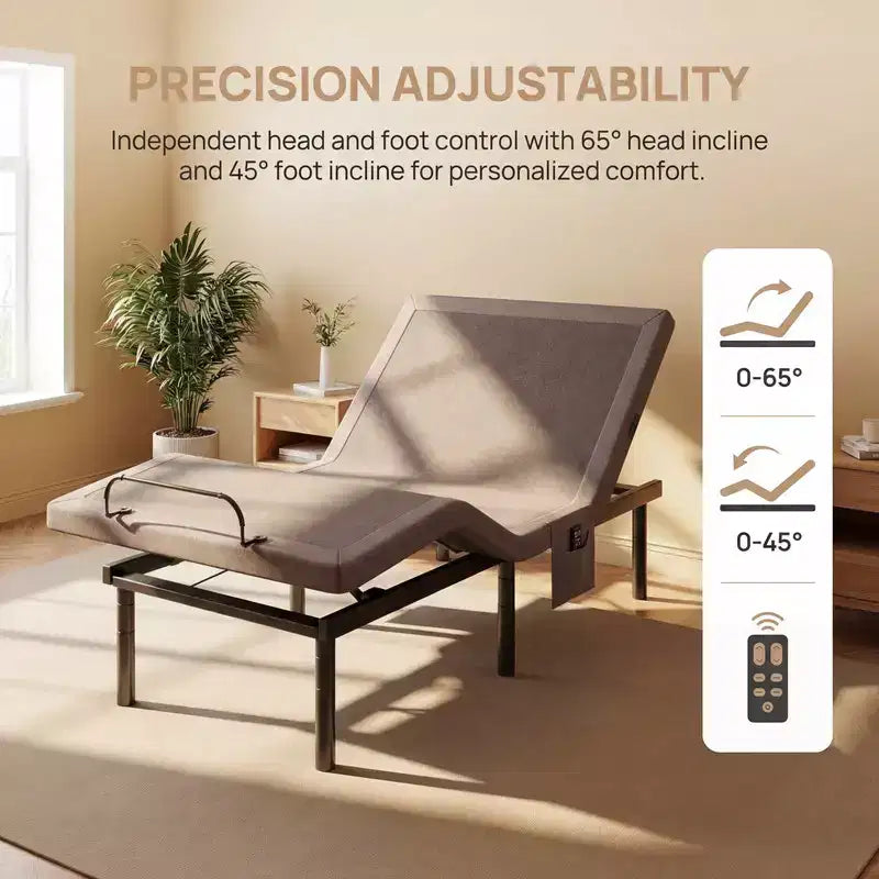 Base letto elettrica Marsail Twin XL, modalità Zero-Gravity e Zero-Gap, base letto regolabile con 4 porte USB e telecomando wireless