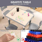 Tavolo e 4 Sedie Regolabili per Bambini – Antiscivolo, Resistente ai Graffi, Scrivania Multiuso per [Attività] – Età