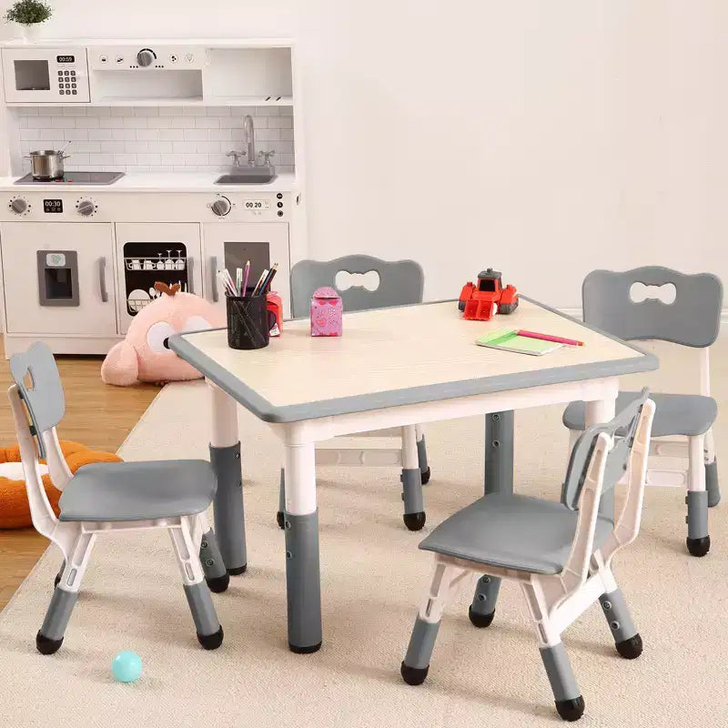 Tavolo e 4 Sedie Regolabili per Bambini – Antiscivolo, Resistente ai Graffi, Scrivania Multiuso per [Attività] – Età