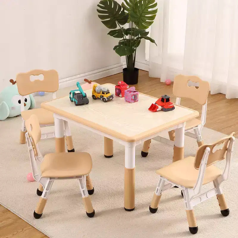 Tavolo e 4 Sedie Regolabili per Bambini – Antiscivolo, Resistente ai Graffi, Scrivania Multiuso per [Attività] – Età