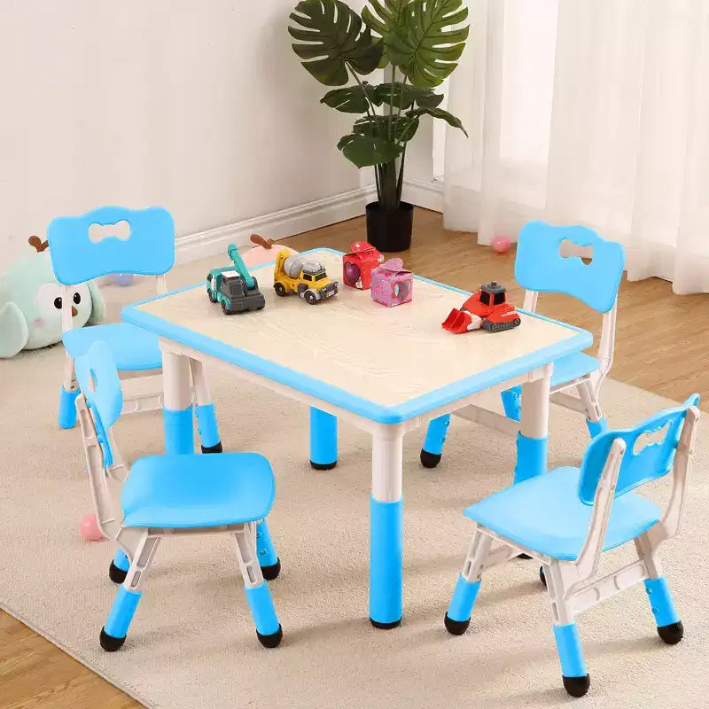 Tavolo e 4 Sedie Regolabili per Bambini – Antiscivolo, Resistente ai Graffi, Scrivania Multiuso per [Attività] – Età