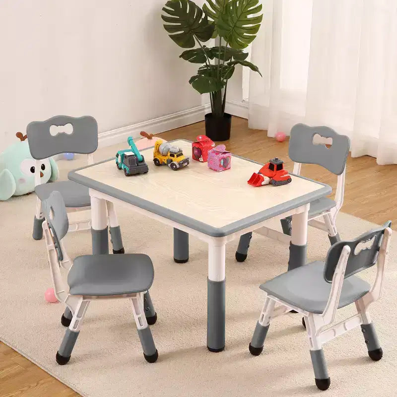 Tavolo e 4 Sedie Regolabili per Bambini – Antiscivolo, Resistente ai Graffi, Scrivania Multiuso per [Attività] – Età