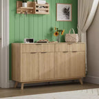 Credenza a buffet da 60'' con 2 cassetti e 4 ante a onda, ripiani regolabili, mobile contenitore per sala da pranzo, soggiorno o cucina