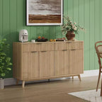Credenza a buffet da 60'' con 2 cassetti e 4 ante a onda, ripiani regolabili, mobile contenitore per sala da pranzo, soggiorno o cucina