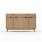 Credenza a buffet da 60'' con 2 cassetti e 4 ante a onda, ripiani regolabili, mobile contenitore per sala da pranzo, soggiorno o cucina