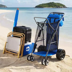 Carretto da spiaggia VEVOR con ruote grandi per sabbia, capacità di carico di 75 kg, carrello pieghevole resistente con 10 ruote piene, blu+grigio