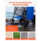 Carretto da spiaggia VEVOR con ruote grandi per sabbia, capacità di carico di 75 kg, carrello pieghevole resistente con 10 ruote piene, blu+grigio
