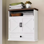 Garvee Bathroom Wall Cabinet, Farmhouse Medicine Cabinet, 24 Wide Cabinet with Drawer, Adjustable Shelf, Double Barn Doors, Storage Cabinet White