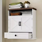 Garvee Bathroom Wall Cabinet, Farmhouse Medicine Cabinet, 24 Wide Cabinet with Drawer, Adjustable Shelf, Double Barn Doors, Storage Cabinet White
