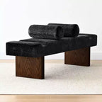 60 Modern Chenille Upholstered Bench with Throw Pillows, Entryway Bench with Padded Seat,End of Bed Bench for Bedroom or Living Room-Panipeachy