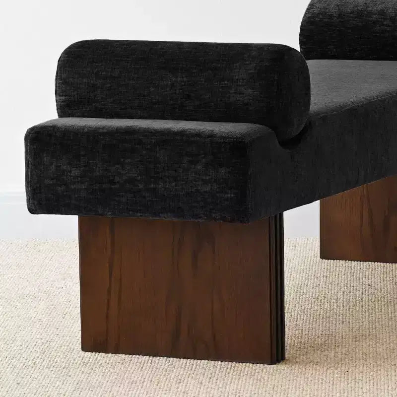 60 Modern Chenille Upholstered Bench with Throw Pillows, Entryway Bench with Padded Seat,End of Bed Bench for Bedroom or Living Room-Panipeachy