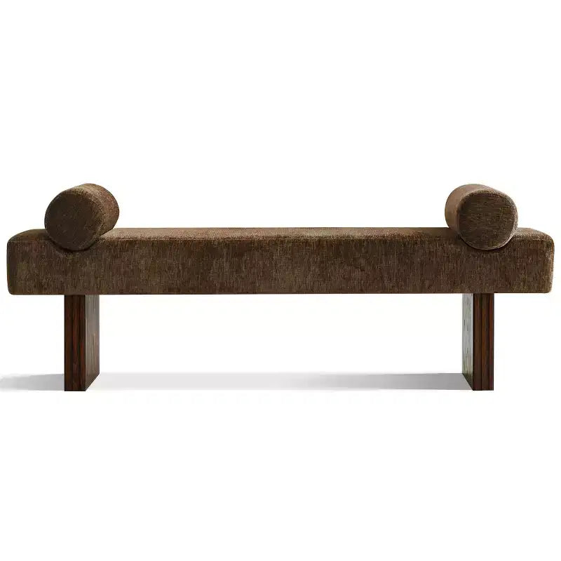 60 Modern Chenille Upholstered Bench with Throw Pillows, Entryway Bench with Padded Seat,End of Bed Bench for Bedroom or Living Room-Panipeachy