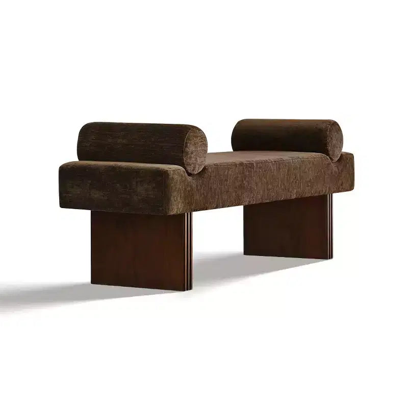 60 Modern Chenille Upholstered Bench with Throw Pillows, Entryway Bench with Padded Seat,End of Bed Bench for Bedroom or Living Room-Panipeachy