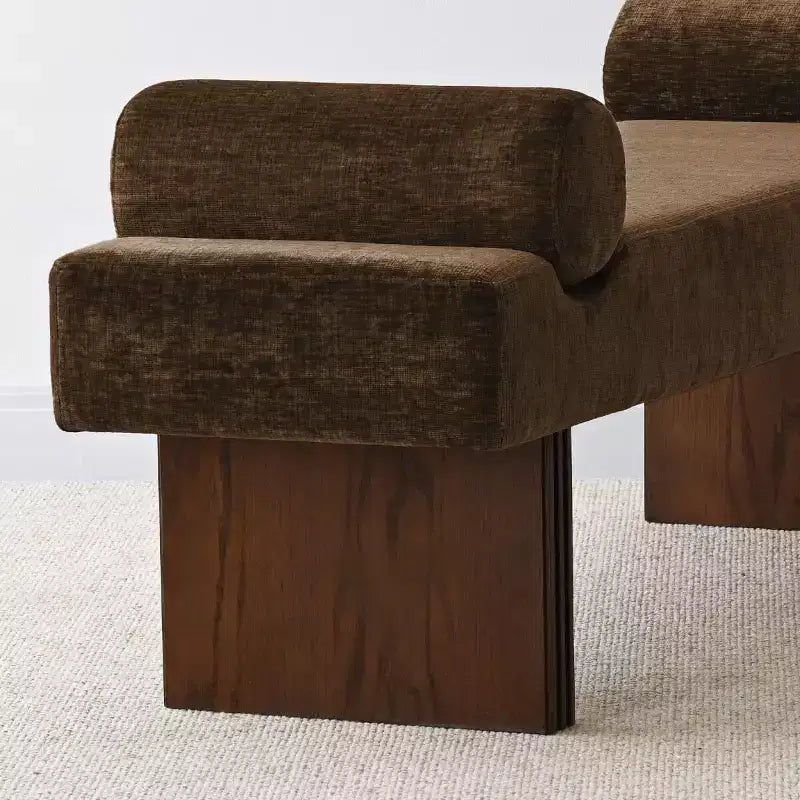 60 Modern Chenille Upholstered Bench with Throw Pillows, Entryway Bench with Padded Seat,End of Bed Bench for Bedroom or Living Room-Panipeachy