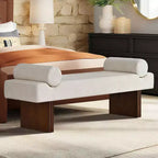 60 Modern Chenille Upholstered Bench with Throw Pillows, Entryway Bench with Padded Seat,End of Bed Bench for Bedroom or Living Room-Panipeachy
