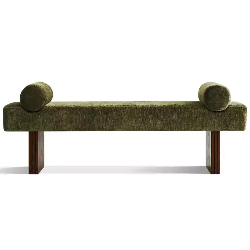 60 Modern Chenille Upholstered Bench with Throw Pillows, Entryway Bench with Padded Seat,End of Bed Bench for Bedroom or Living Room-Panipeachy