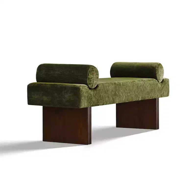 60 Modern Chenille Upholstered Bench with Throw Pillows, Entryway Bench with Padded Seat,End of Bed Bench for Bedroom or Living Room-Panipeachy