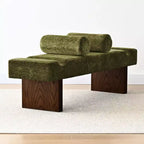 60 Modern Chenille Upholstered Bench with Throw Pillows, Entryway Bench with Padded Seat,End of Bed Bench for Bedroom or Living Room-Panipeachy