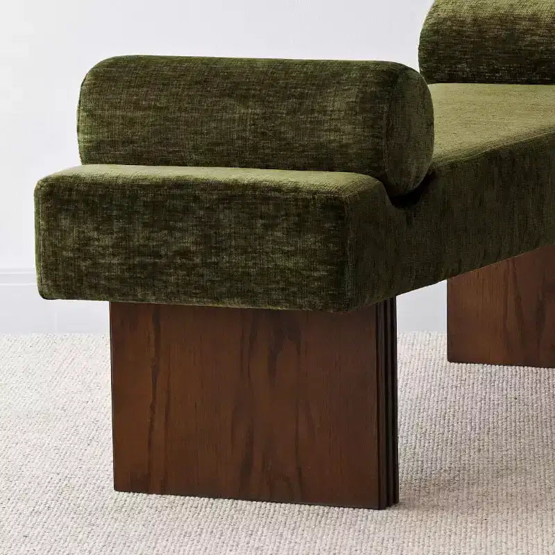 60 Modern Chenille Upholstered Bench with Throw Pillows, Entryway Bench with Padded Seat,End of Bed Bench for Bedroom or Living Room-Panipeachy