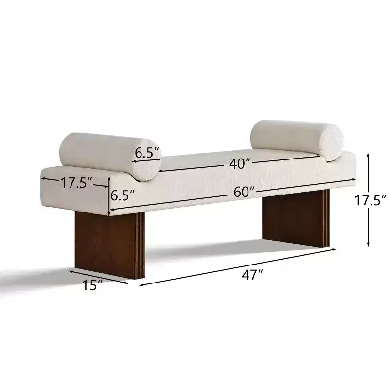 60 Modern Chenille Upholstered Bench with Throw Pillows, Entryway Bench with Padded Seat,End of Bed Bench for Bedroom or Living Room-Panipeachy
