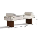 60 Modern Chenille Upholstered Bench with Throw Pillows, Entryway Bench with Padded Seat,End of Bed Bench for Bedroom or Living Room-Panipeachy