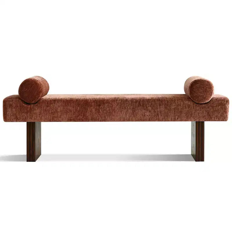 60 Modern Chenille Upholstered Bench with Throw Pillows, Entryway Bench with Padded Seat,End of Bed Bench for Bedroom or Living Room-Panipeachy