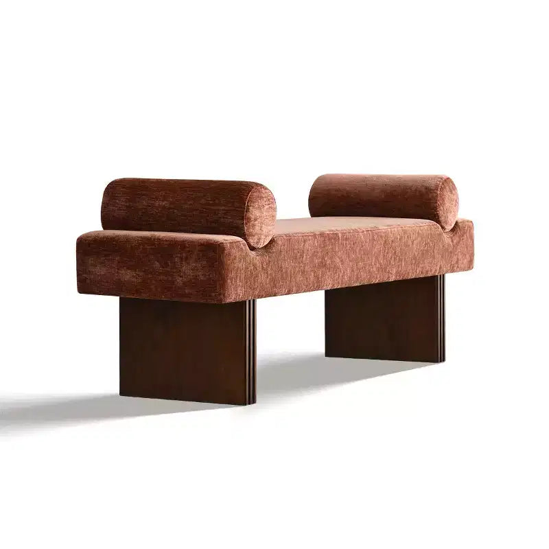 60 Modern Chenille Upholstered Bench with Throw Pillows, Entryway Bench with Padded Seat,End of Bed Bench for Bedroom or Living Room-Panipeachy