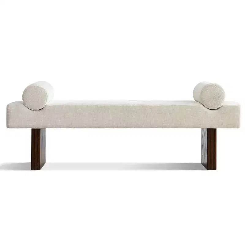 60 Modern Chenille Upholstered Bench with Throw Pillows, Entryway Bench with Padded Seat,End of Bed Bench for Bedroom or Living Room-Panipeachy