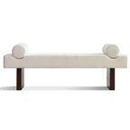 60 Modern Chenille Upholstered Bench with Throw Pillows, Entryway Bench with Padded Seat,End of Bed Bench for Bedroom or Living Room-Panipeachy
