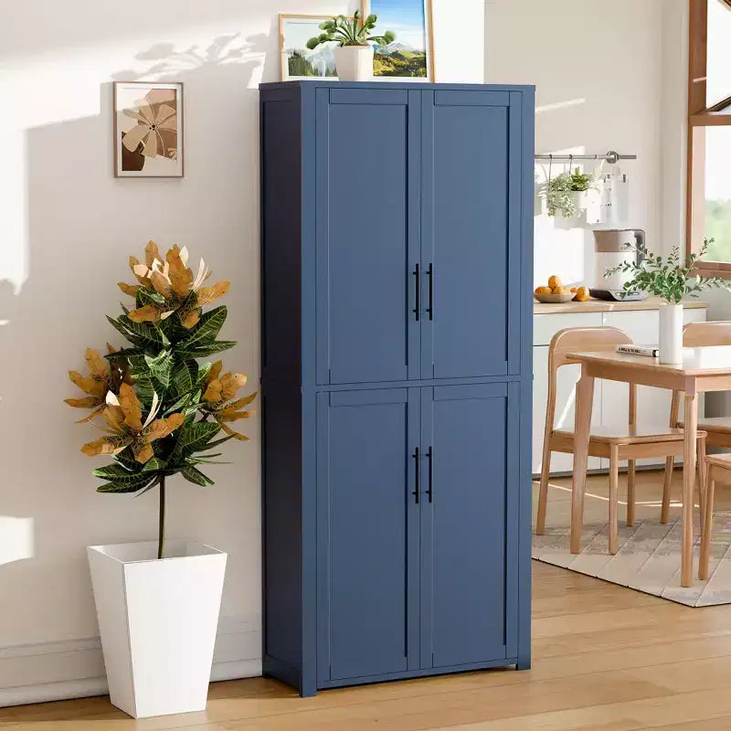PexFix Mobile Dispensa da Cucina, Armadio Indipendente per Alimenti con 4 Ante e Ripiani Regolabili, Organizzatore per Ripostiglio a Pavimento